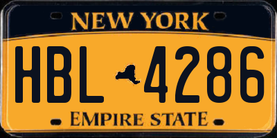 NY license plate HBL4286