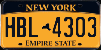NY license plate HBL4303