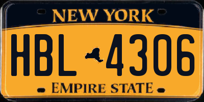 NY license plate HBL4306