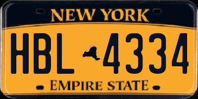 NY license plate HBL4334