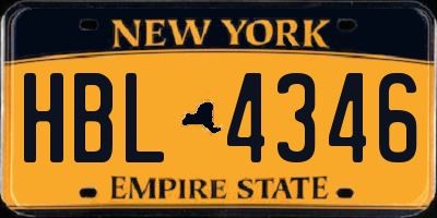 NY license plate HBL4346