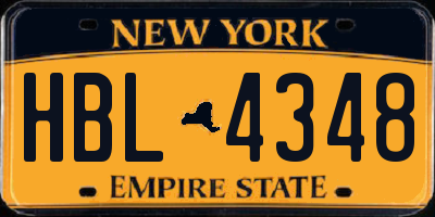 NY license plate HBL4348