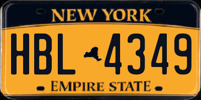 NY license plate HBL4349