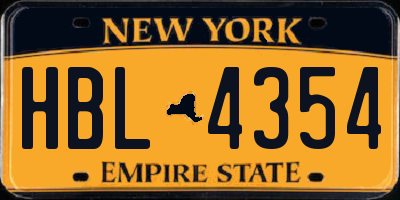 NY license plate HBL4354