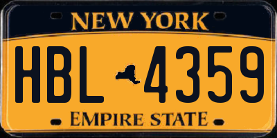 NY license plate HBL4359