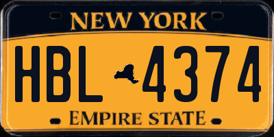 NY license plate HBL4374