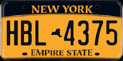 NY license plate HBL4375