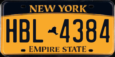 NY license plate HBL4384