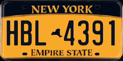 NY license plate HBL4391