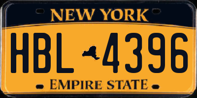 NY license plate HBL4396
