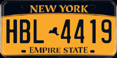 NY license plate HBL4419