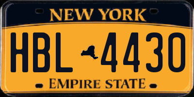 NY license plate HBL4430