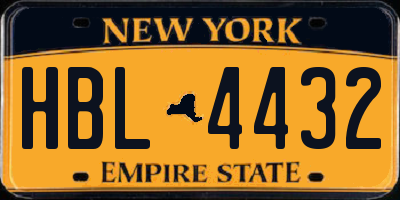 NY license plate HBL4432