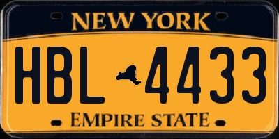 NY license plate HBL4433
