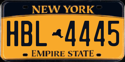 NY license plate HBL4445