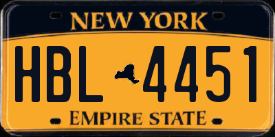 NY license plate HBL4451