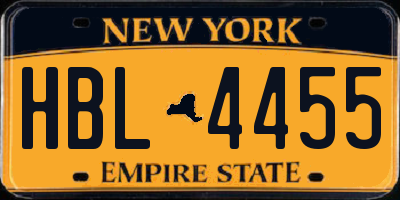 NY license plate HBL4455