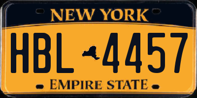 NY license plate HBL4457