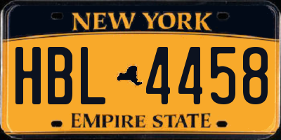 NY license plate HBL4458