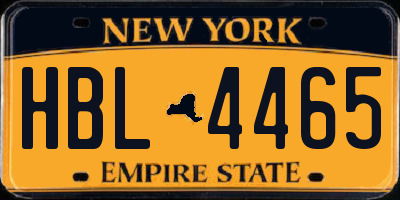 NY license plate HBL4465