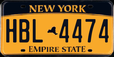 NY license plate HBL4474