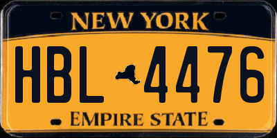 NY license plate HBL4476