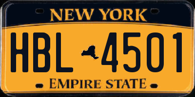 NY license plate HBL4501