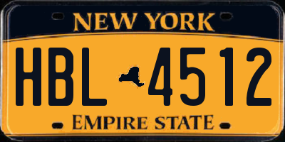 NY license plate HBL4512
