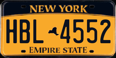 NY license plate HBL4552