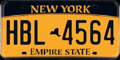 NY license plate HBL4564
