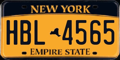 NY license plate HBL4565