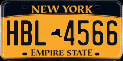 NY license plate HBL4566