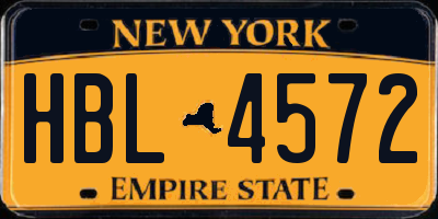 NY license plate HBL4572
