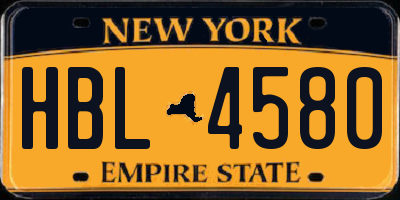 NY license plate HBL4580