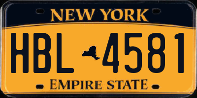 NY license plate HBL4581