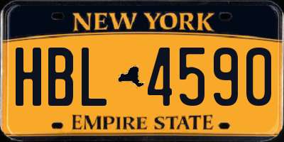NY license plate HBL4590