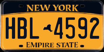 NY license plate HBL4592