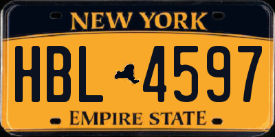 NY license plate HBL4597