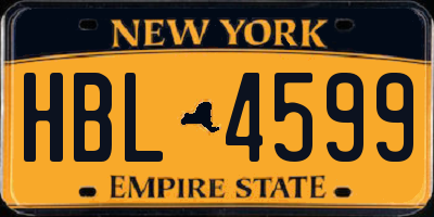 NY license plate HBL4599