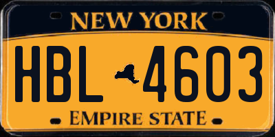 NY license plate HBL4603