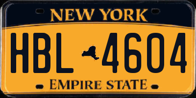 NY license plate HBL4604