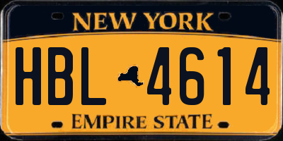 NY license plate HBL4614