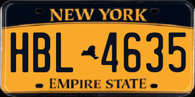 NY license plate HBL4635