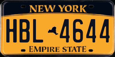 NY license plate HBL4644