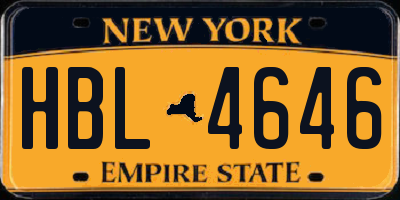 NY license plate HBL4646