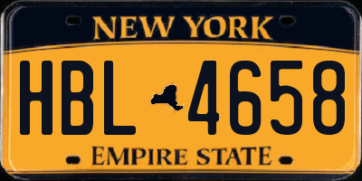 NY license plate HBL4658