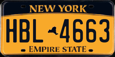 NY license plate HBL4663