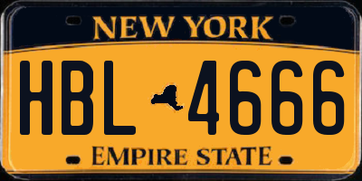 NY license plate HBL4666