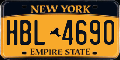 NY license plate HBL4690