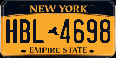 NY license plate HBL4698
